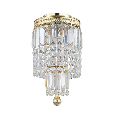 трёхламповый подвесной светильник с многоярусными хрустальными подвесами