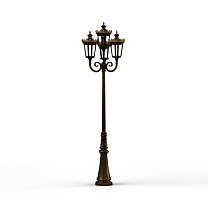 Louvre N° 11; one-piece clear glass Built-in LED 2700°K warm white 4x13W; Gold patina