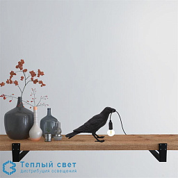 14735 Seletti Bird Lamp настольная лампа в форме ворона с подвесной лампочкой