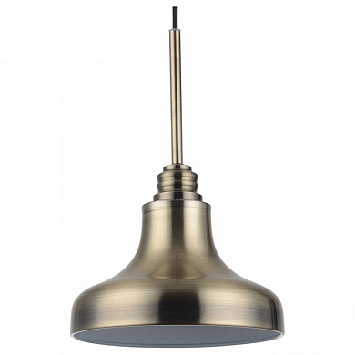 подвесной светильник с широким металлическим плафоном бронзового цвета