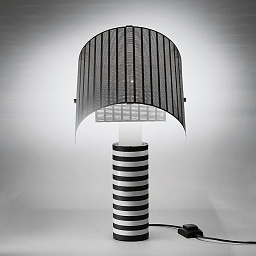 A000300 Artemide Shogun настольная лампа с абажуром из перфорированного металла и полосатым основанием