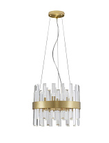 Satin Gold Metal & Clear Crystal LED G9 5x5 Watt 100-240 Volt IP20 Bulb Excluded D: 35 H: 120 cm Crystal: 30 pcs