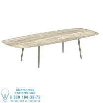НИЗКИЙ ОБЕДЕННЫЙ СТОЛ STYLETTO 300X120CM, АЛЮМИНИЕВЫЕ НОЖКИ, ПЕСОЧНАЯ КЕРАМИЧЕСКАЯ ВЕРХНЯЯ СТОЛЕШНЯ, ТРАВЕРТИНО Royal Botania