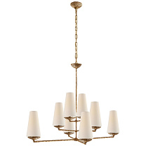 Fontaine Large Offset Chandelier позолоченный гипс с льняными абажурами