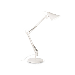 193946 Ideal lux Sally настольная лампа с подвижным кронштейном и конусным абажуром белого цвета