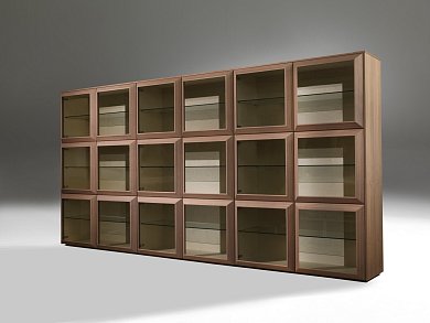 Книжный шкаф Kvadro Comp. R Porada со стеклянными дверцами KVADRO-COMP-R-L0N0AC-C0K0AP