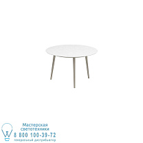 STYLETTO STANDARD ОБЕДЕННЫЙ СТОЛ Ø 120 СМ, АЛЮМИНИЕВЫЕ НОЖКИ, ПЕСОЧНАЯ КЕРАМИЧЕСКАЯ СТОЛЕШНЯ, БЕЛЫЙ Royal Botania