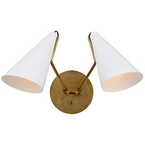 Clemente Double Sconce полированная старая латунь с матовыми белыми абажурами
