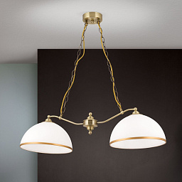 HL 6-1810/2 Patina Orion Old Lamp подвесной двухламповый светильник с парой купольных абажуров