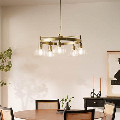 Eastmont 5 Light Chandelier Brushed Natural Brass and Walnut Wood люстра 52403BNB Kichler