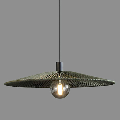 подвесной светильник серо-зелёного оттенка с металлическим абажуром