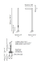ZENETE 300-1 LED GREY-WOOD LED 23,6W 3300lm 700mA 320 x 80 x 32 cm; ZENETE 300-1 LED CORTEN 3000K CRI≥90 110-230V VOL 0,82 m³; ZENETE 300-1 SET OF BOLT FIXTURES 3
