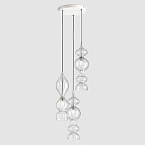 Spindle Pendant - Polished Nickel, 3 Drop Cluster белый