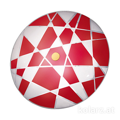 потолочный светильник круглый золотисто-красный с геометрическим узором