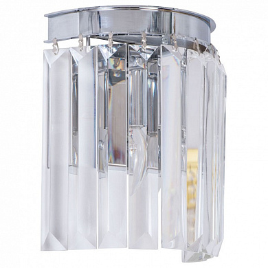 накладной потолочный светильник с зеркальными стеклянными гранями и хромированной арматурой