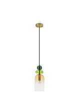 Glossy Light Green, Dark Green & Orange Glass Sandy Gold Metal LED E14 1x5 Watt 100-240Vol IP20 Bulb Excluded D: 10.8 H: 184 cm