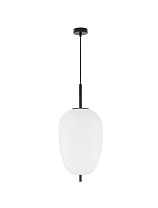 Opal Glass Black Metal Black Fabric Wire LED E27 1x12 Watt 100-240Volt IP20 Bulb Excluded D: 27 H: 120 cm