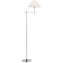 Hackney Bridge Arm Floor Lamp полированный никель с льняным абажуром