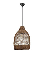 Brown Rattan Sandy Black Steel Base & Fabric Cable LED E27 1x12Watt 100-240VoltIP20 Bulb Excluded D:35 H:248 cm