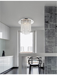 9361082 Nova Luce Fontana подвесная люстра цилиндрической формы с хрустальными подвесами