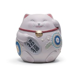 Фарфоровая статуэтка кошки манэки-нэко Maneki Neko III Lladro, розовый 01008530