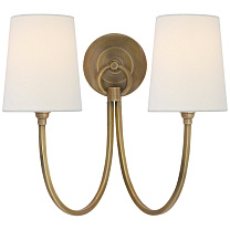 Reed Double Sconce полированная старая латунь с льняными абажурами