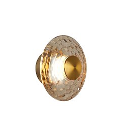 Бра Favourite Claros 4641-1W — круглое латунное бра с плафоном из янтарного стекла