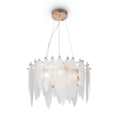 подвесная люстра с хрустальными подвесками в золотом исполнении