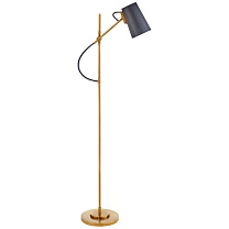 Benton Adjustable Floor Lamp натуральная латунь с абажуром из темно-синей кожи