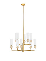 Opal Glass Stone Travertine Glossy Brushed Gold Metal Base LED G9 10x5Watt 100-240Volt IP20 Bulb Excluded D:66 H:56/96/116 cm
