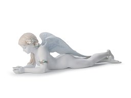 Фарфоровая статуэтка ангела с голубыми крыльями Precious Angel Lladro 01008438