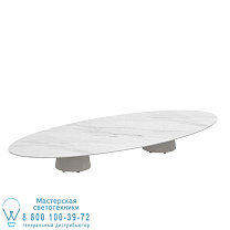 СТОЛ CONIX ELLIPSE 320X140 СМ НИЗКИЕ НОЖКИ ДЛЯ ГОСТИНОЙ БЕТОН ЦЕМЕНТ СЕРЫЙ - СТОЛЕШНИЦА КЕРАМИЧЕСКАЯ BIANCO STATUARIO Royal Botania
