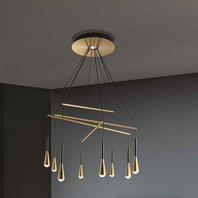 04708ONDHXXXX Elesi luce Iconic SP 8 luci LED люстра с восемью плафонами чёрный; латунь