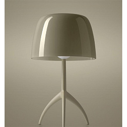 FN026021E_26D Foscarini Lumiere настольный светильник с куполообразным абажуром из серого стекла