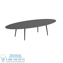 НИЗКИЙ ОБЕДЕННЫЙ СТОЛ STYLETTO 320X140CM АЛЮМИНИЕВЫЕ НОЖКИ АНТРАЦИТОВЫЙ КЕРАМИЧЕСКИЙ СТОЛ ЧЕРНЫЙ Royal Botania