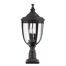 FE-EB3-L-BLK Feiss English Bridle трехламповый уличный фонарь на пьедестале с вытянутым овальным корпусом
