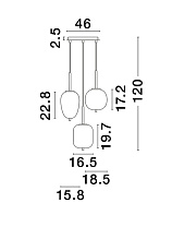 Smokey Glass Brass Gold Metal Black Fabric Wire LED E14 4x5 Watt 100-240Volt IP20 Bulb Excluded D:46 H: 120 cm