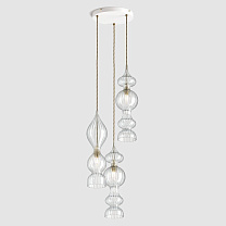 Spindle Pendant - Polished Brass, 3 Drop Cluster белый