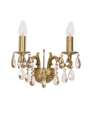 Candle Lamp Honey Crystal Double Sconce бра FOS Lighting Kalee-SZ-Antq-Honey-WL2