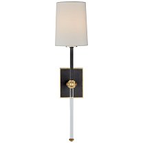 Lucia Medium Tail Sconce матовый черный и кристалл с льняным абажуром