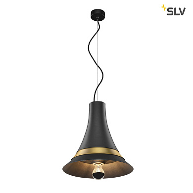 подвесной светильник черного цвета с золотистым внутренним покрытием