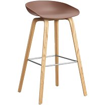 About A Stool AAS 32 High, сиденье H75 см, основание дуб, лак на водной основе / сиденье полипропилен, мягкий кирпичный / подножка черная сталь