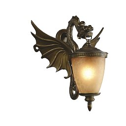 Уличный настенный светильник Favourite Dragon 1717-1W — широкий уличный настенный фонарь с драконом, ширина 420 мм