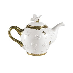 0004352-402 Villari Butterfly чайник бело-золотой с рельефным узором
