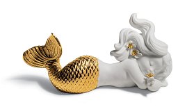 Фарфоровая статуэтка маленькой русалки Day Dreaming at Sea Lladro, золотой люстр 01008560