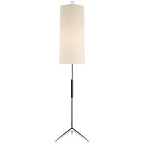Frankfort Floor Lamp полированный никель с акцентами из эбенового дерева и льняным абажуром
