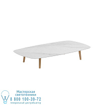 НИЗКИЙ СТОЛ STYLETTO LOUNGE 220x120CM НОГИ ТИКА КЕРАМИЧЕСКАЯ СТОЛЕШНИЦА BIANCO STATUARIO Royal Botania