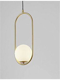 подвесной светильник с овальной рамой и шаровым матовым плафоном