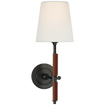 Bryant Wrapped Sconce бронза и седельная кожа с льняным абажуром