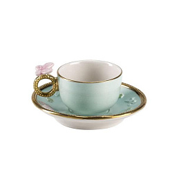 0004907-556 Villari Butterfly кружка с блюдцем в голубом цвете